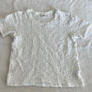Uniqlo White Textured Short Sleeve Tee
